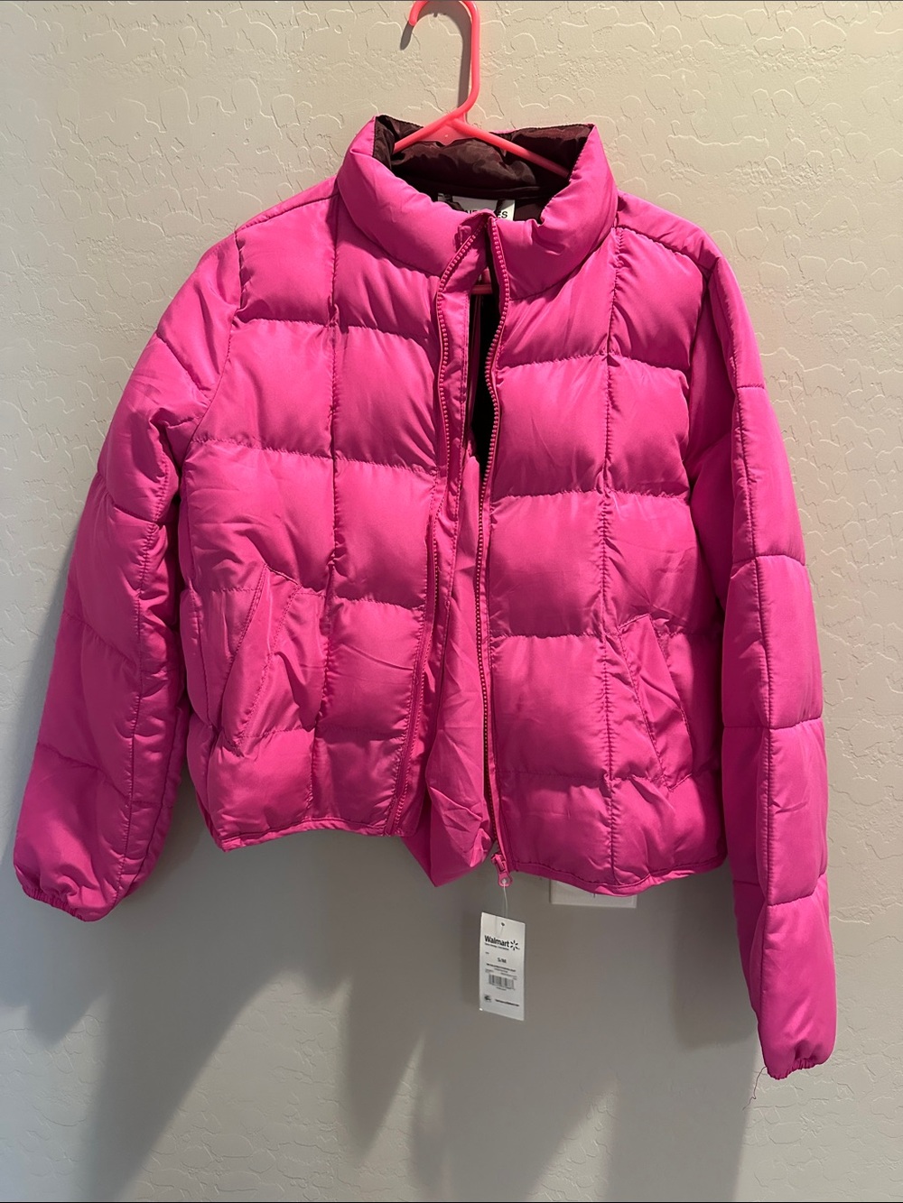 No Boundaries Women’s Short Hot Pink Puffer Jacket size S/M